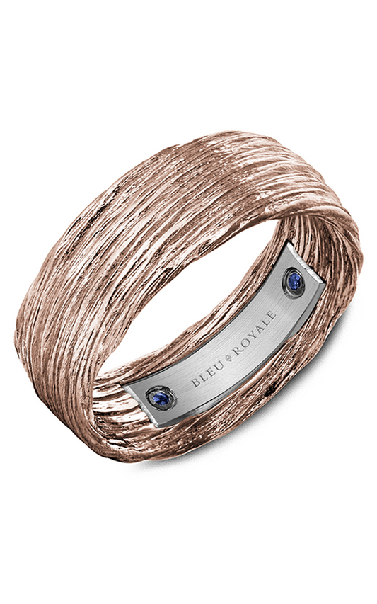 18K Rose Gold and 18K White Gold Gents Round Wedding Band