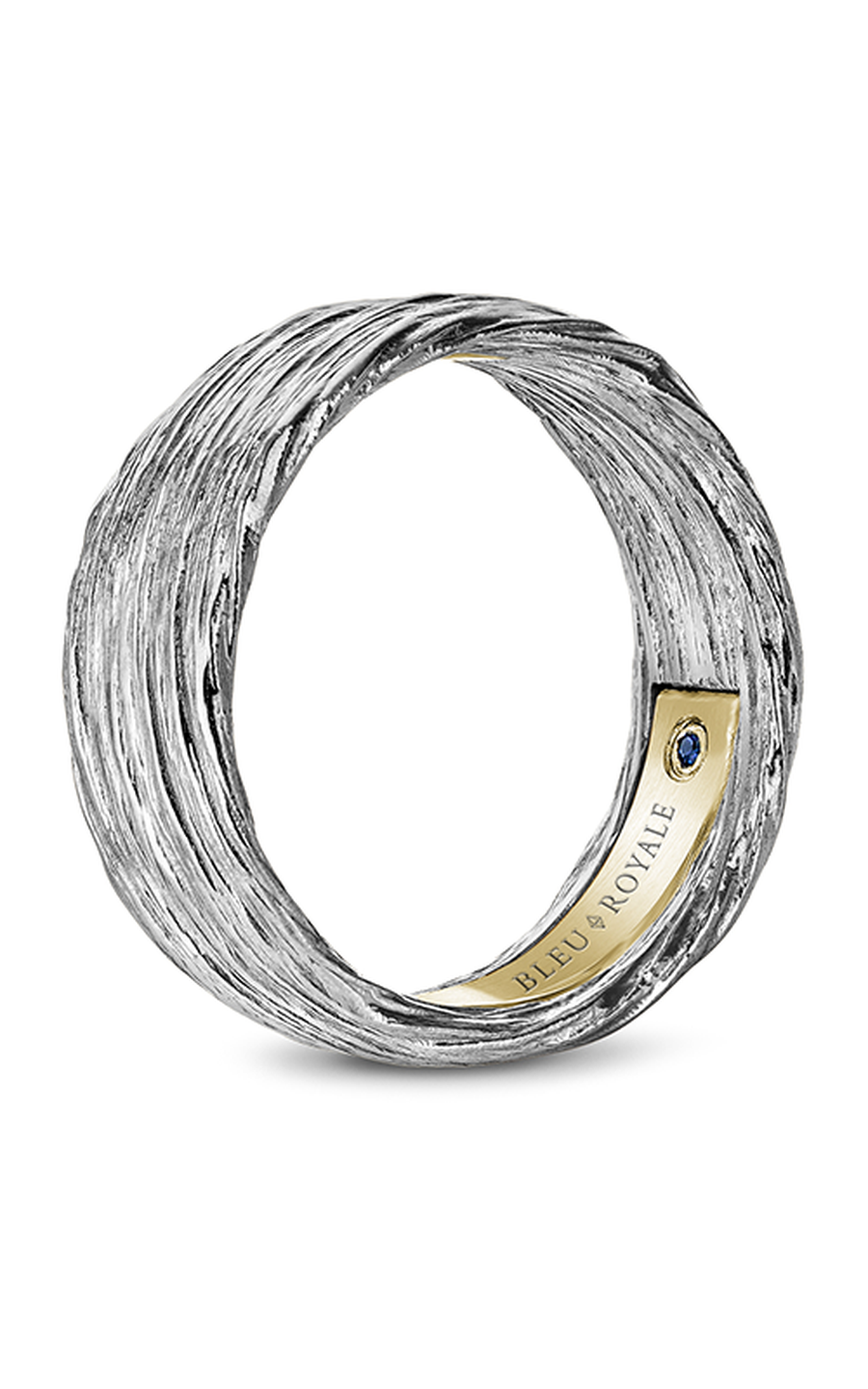 14K White Gold and 14K Yellow Gold Gents Round Wedding Band