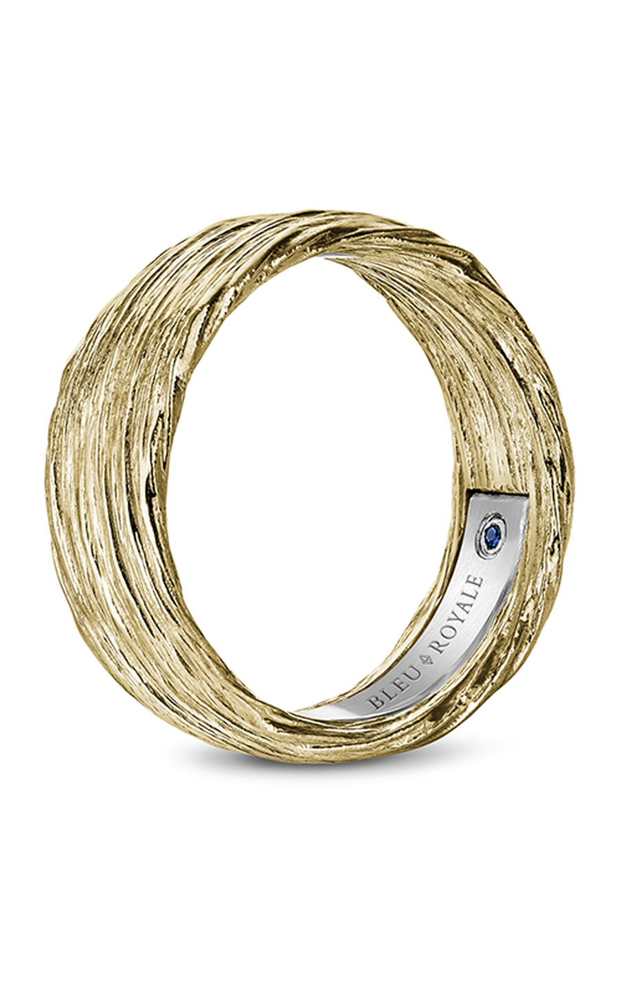 18K White Gold and 18K Yellow Gold Gents Round Wedding Band