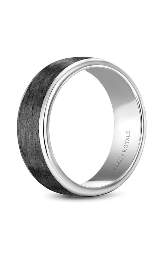 18K White Gold and Carbon Fiber Gents Wedding Band