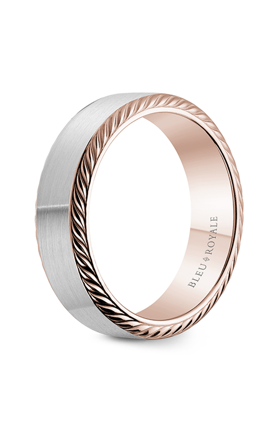 18K Rose Gold and 18K White Gold Gents Wedding Band