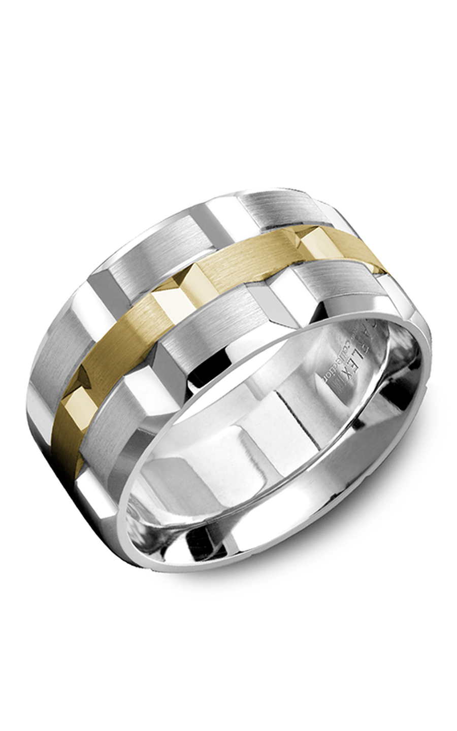 18K White Gold and 18K Yellow Gold Gents Wedding Band
