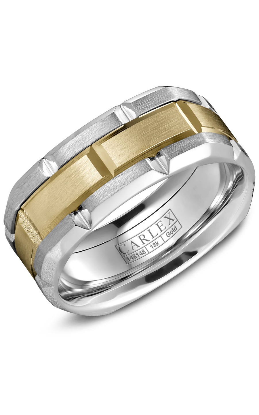 18K White Gold and 18K Yellow Gold Gents Wedding Band