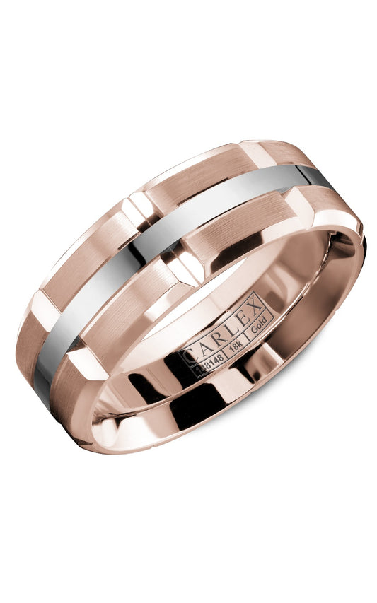 18K White Gold and 18K Rose Gold Gents Plain Wedding Band
