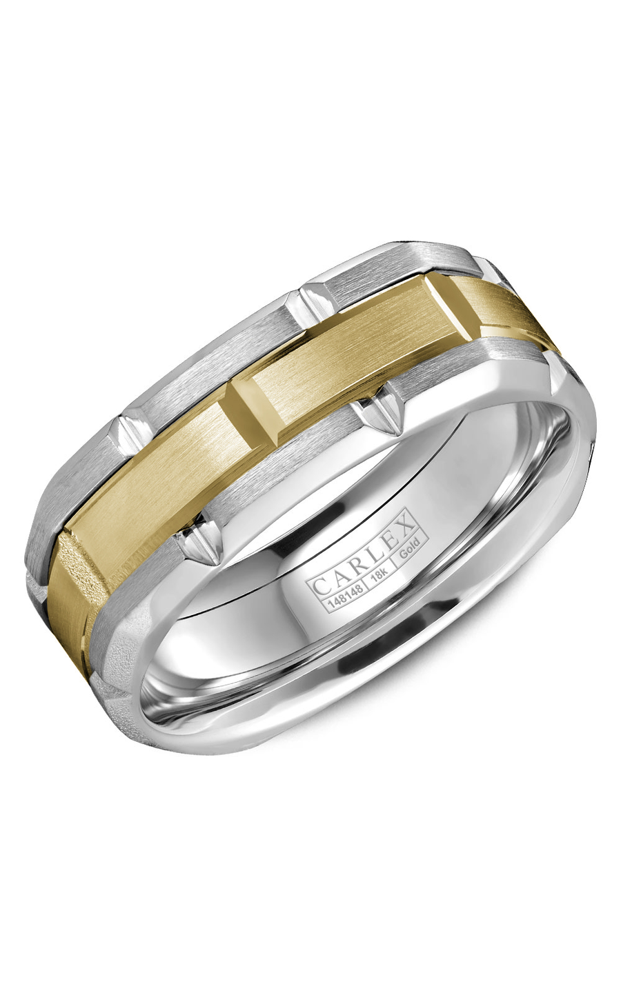 14K White Gold and 14K Yellow Gold Gents Wedding Band