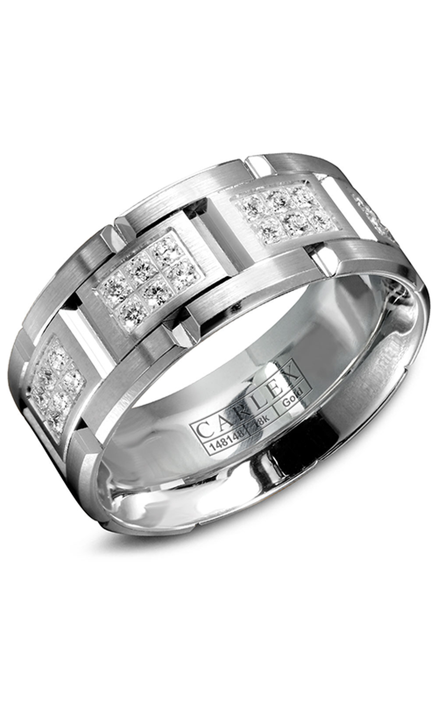 14K White Gold Gents Round Wedding Band