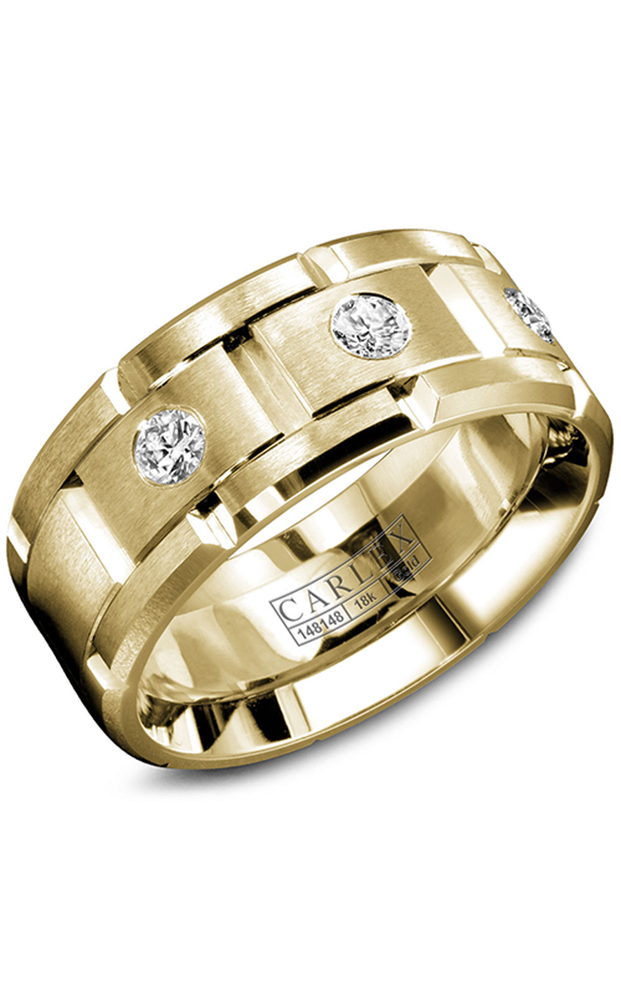 14K Yellow Gold Gents Round Wedding Band