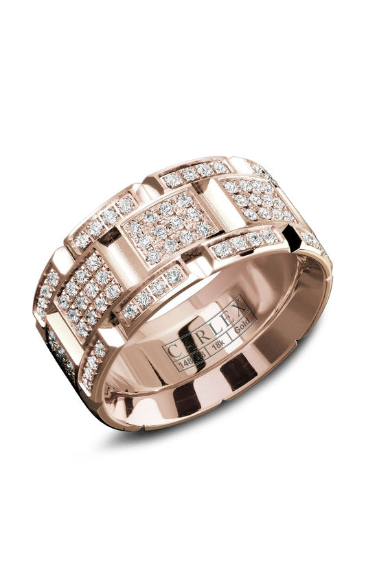 18K White Gold Gents Round Diamond Wedding Band