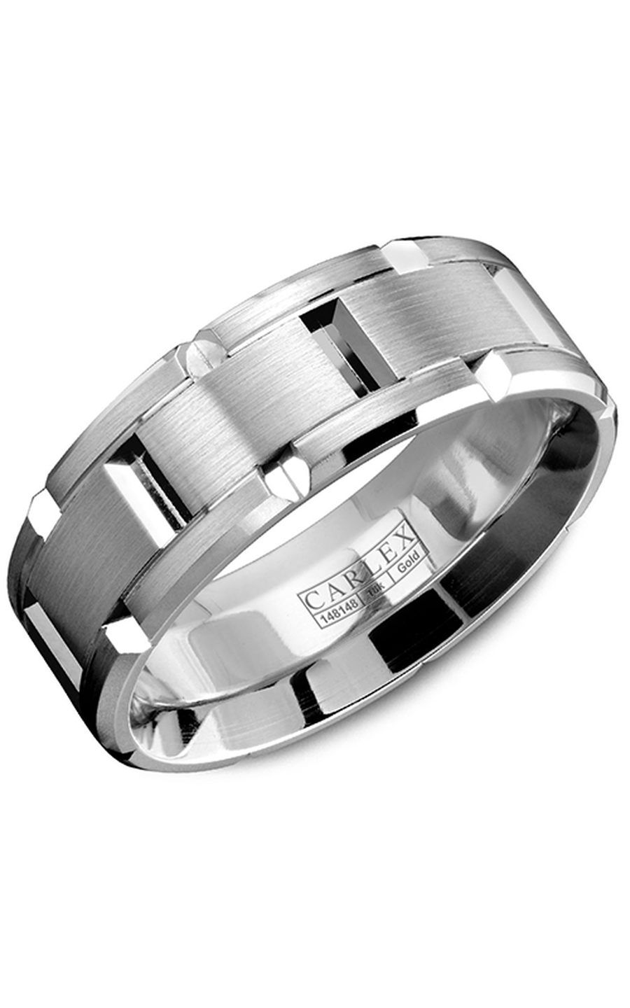 14K White Gold Gents Wedding Band