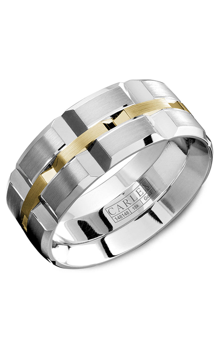 14K White Gold and 14K Yellow Gold Gents Wedding Band