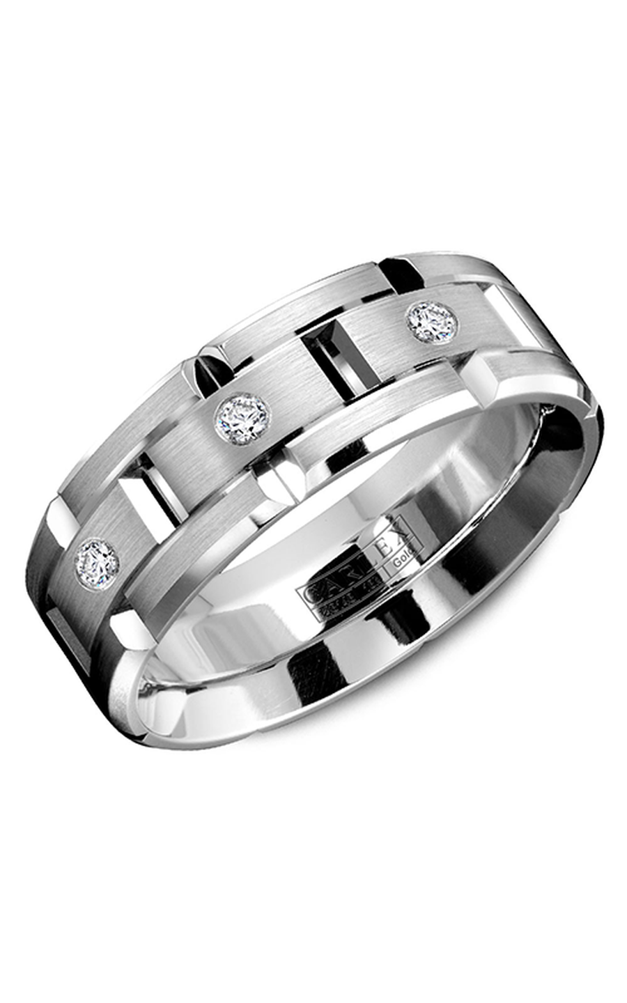 14K White Gold Gents Round Wedding Band
