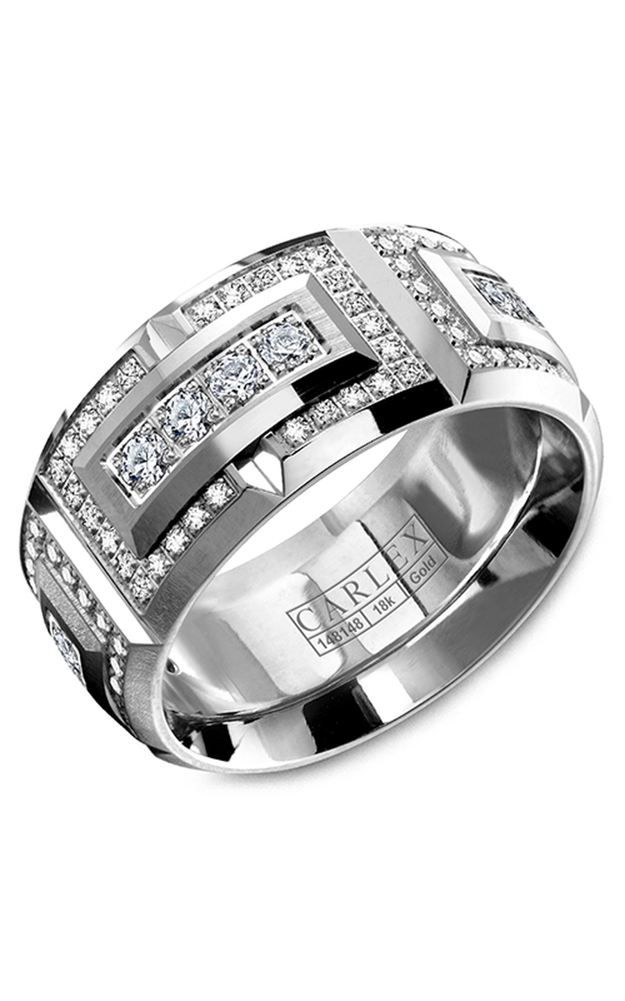 14K White Gold Gents Round Wedding Band