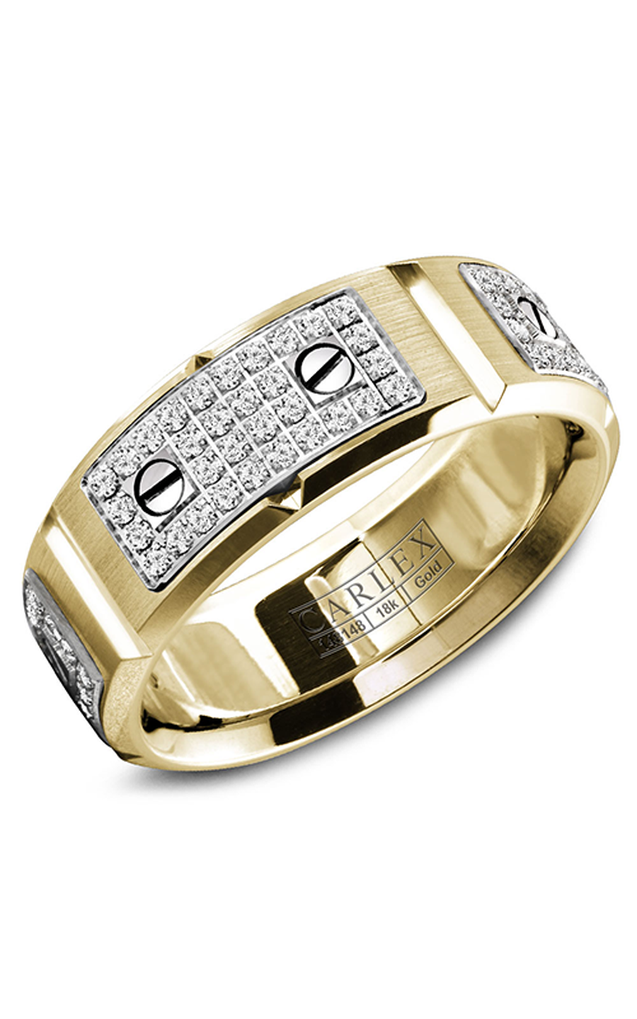 14K White Gold and 14K Yellow Gold Gents Round Wedding Band