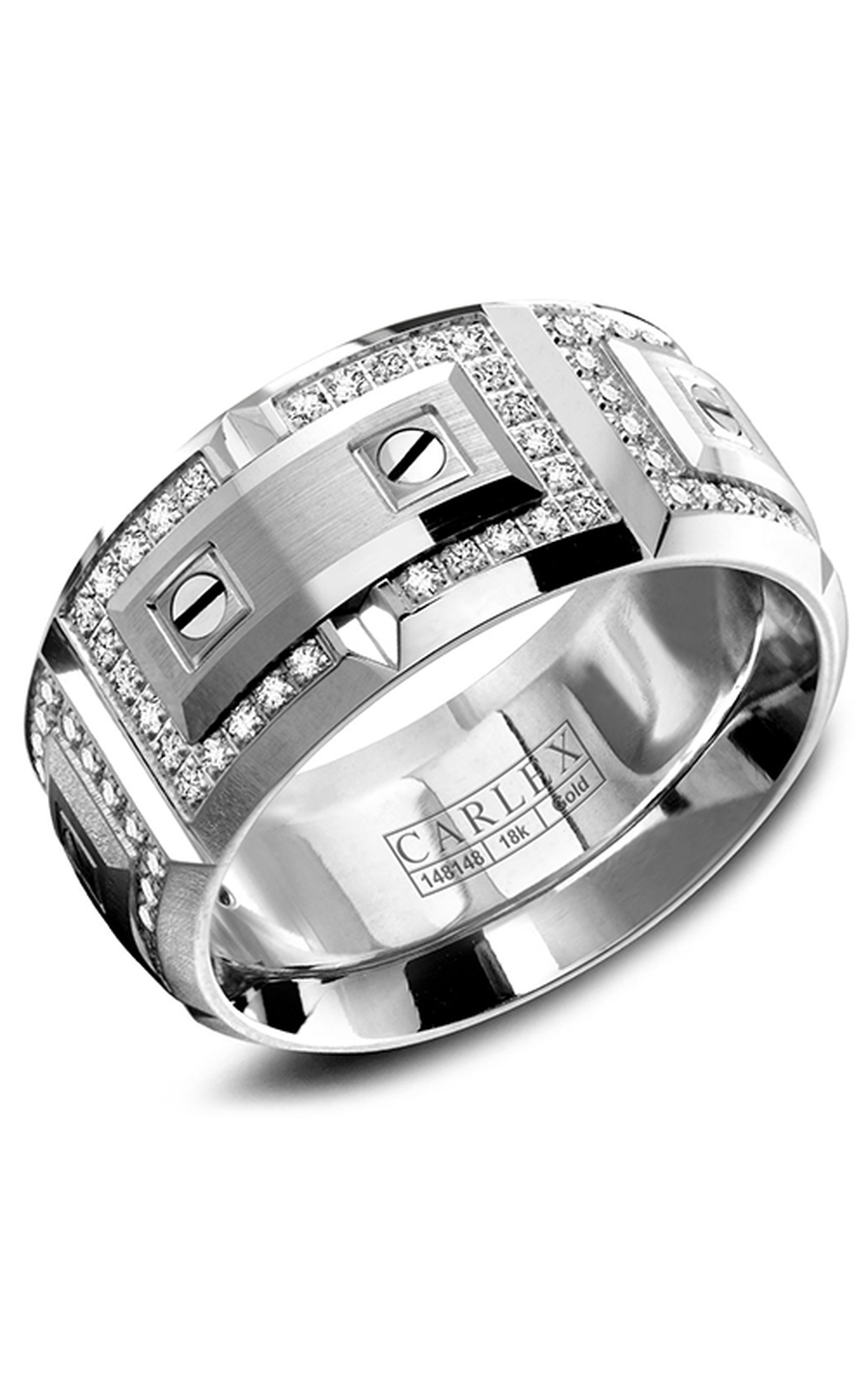 14K White Gold Gents Round Wedding Band