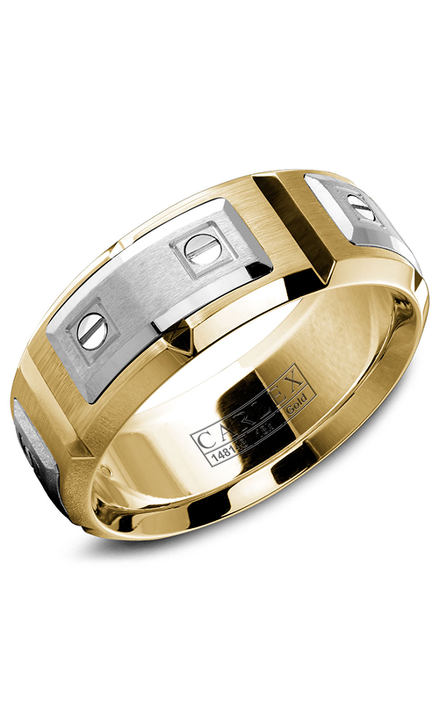 14K White Gold and 14K Yellow Gold Gents Wedding Band