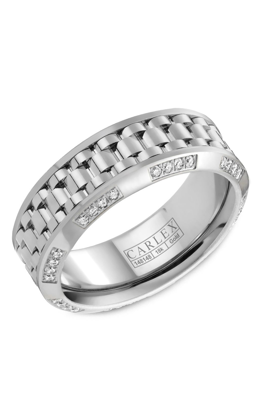 18K White Gold Gents Round Wedding Band