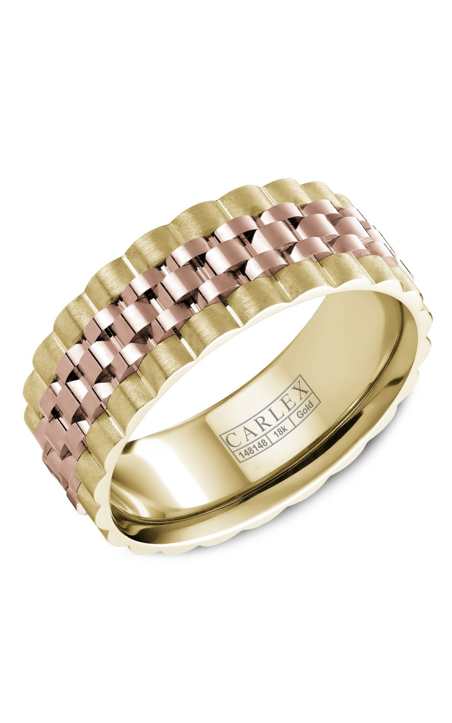 18K Rose Gold and 18K Yellow Gold Gents Wedding Band