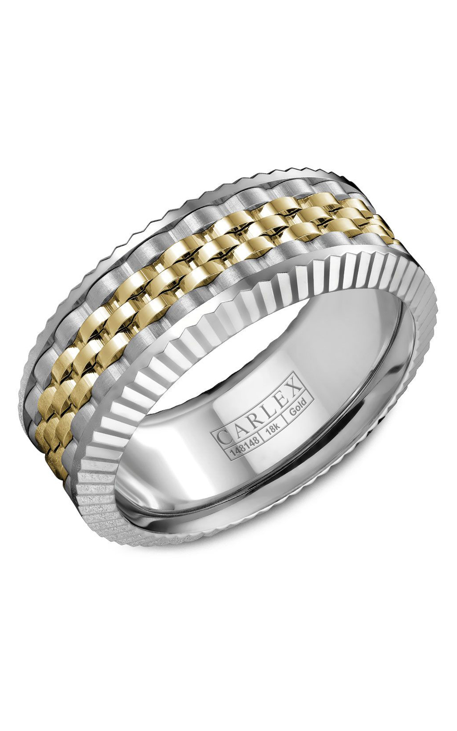 18K White Gold and 18K Yellow Gold Gents Wedding Band