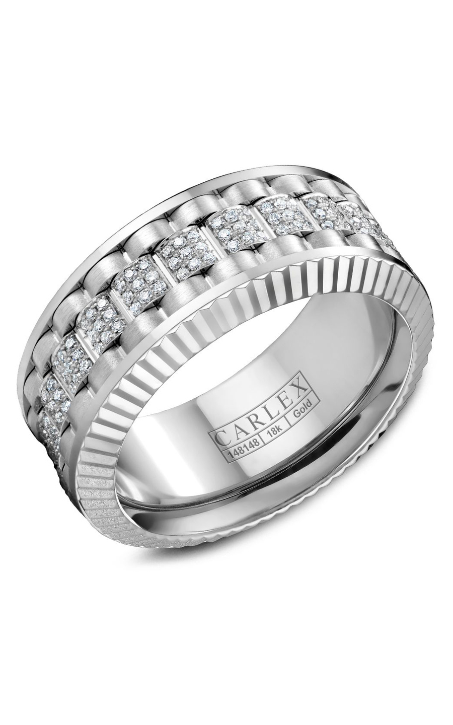 18K White Gold Gents Round Wedding Band