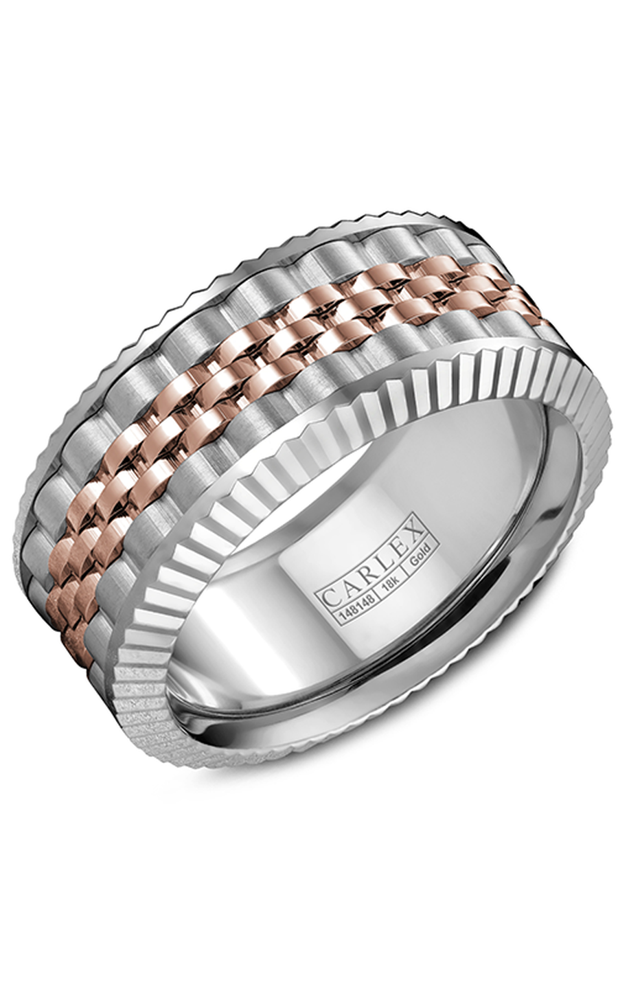 18K Rose Gold and 18K White Gold Gents Wedding Band