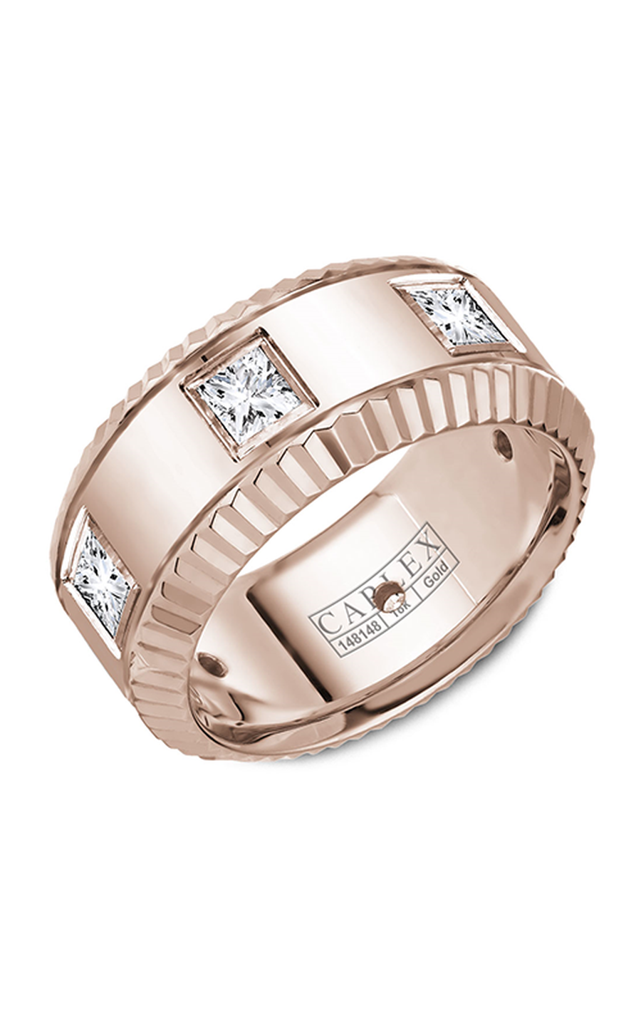 18K Rose Gold Gents Princess Wedding Band