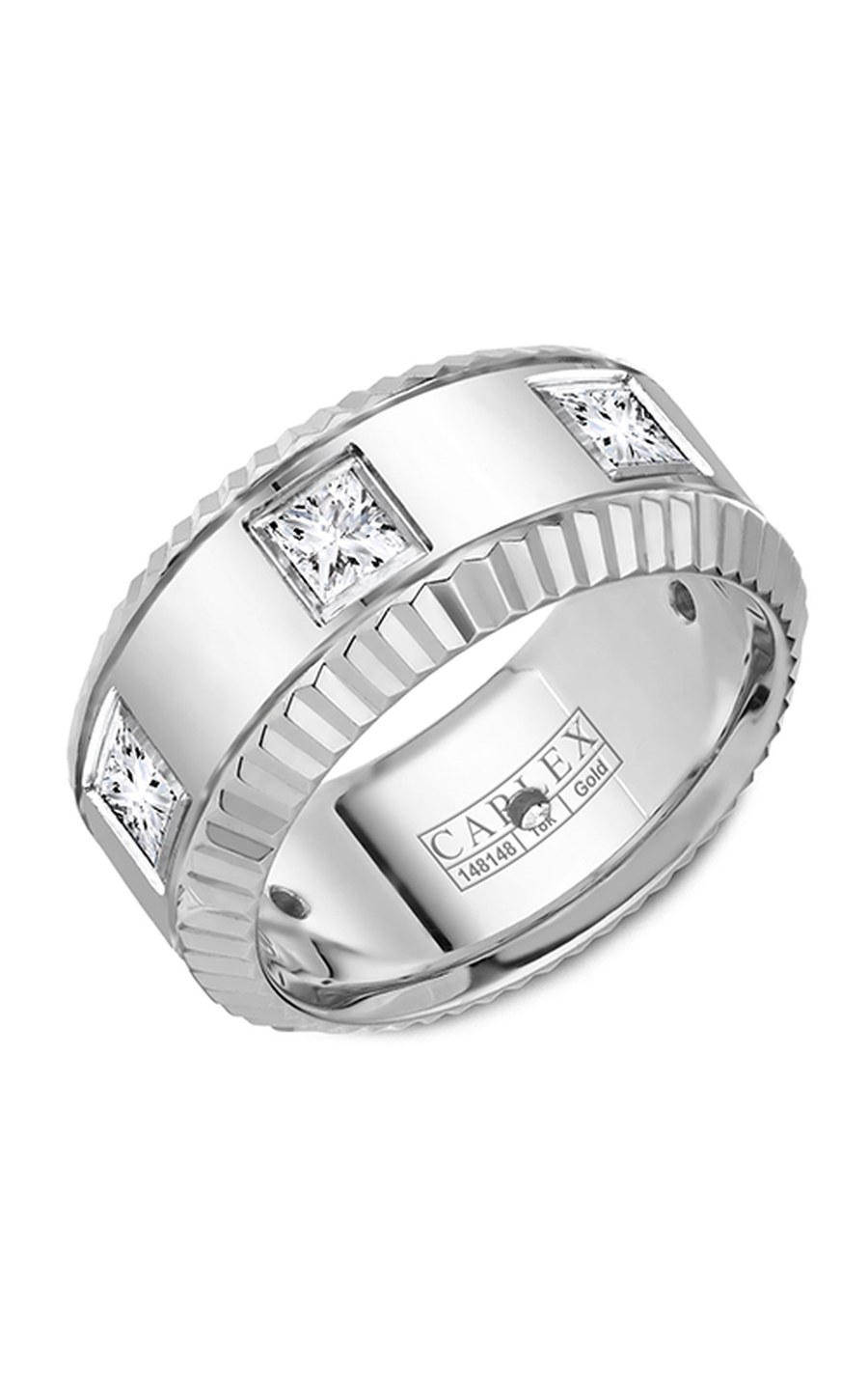 18K White Gold Gents Princess Wedding Band