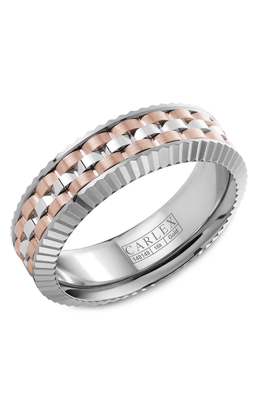 14K Rose Gold and 14K White Gold Gents Wedding Band