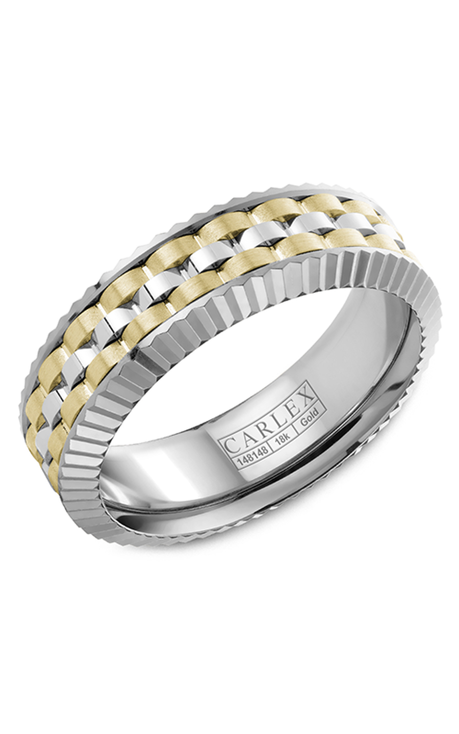 14K White Gold and 14K Yellow Gold Gents Wedding Band