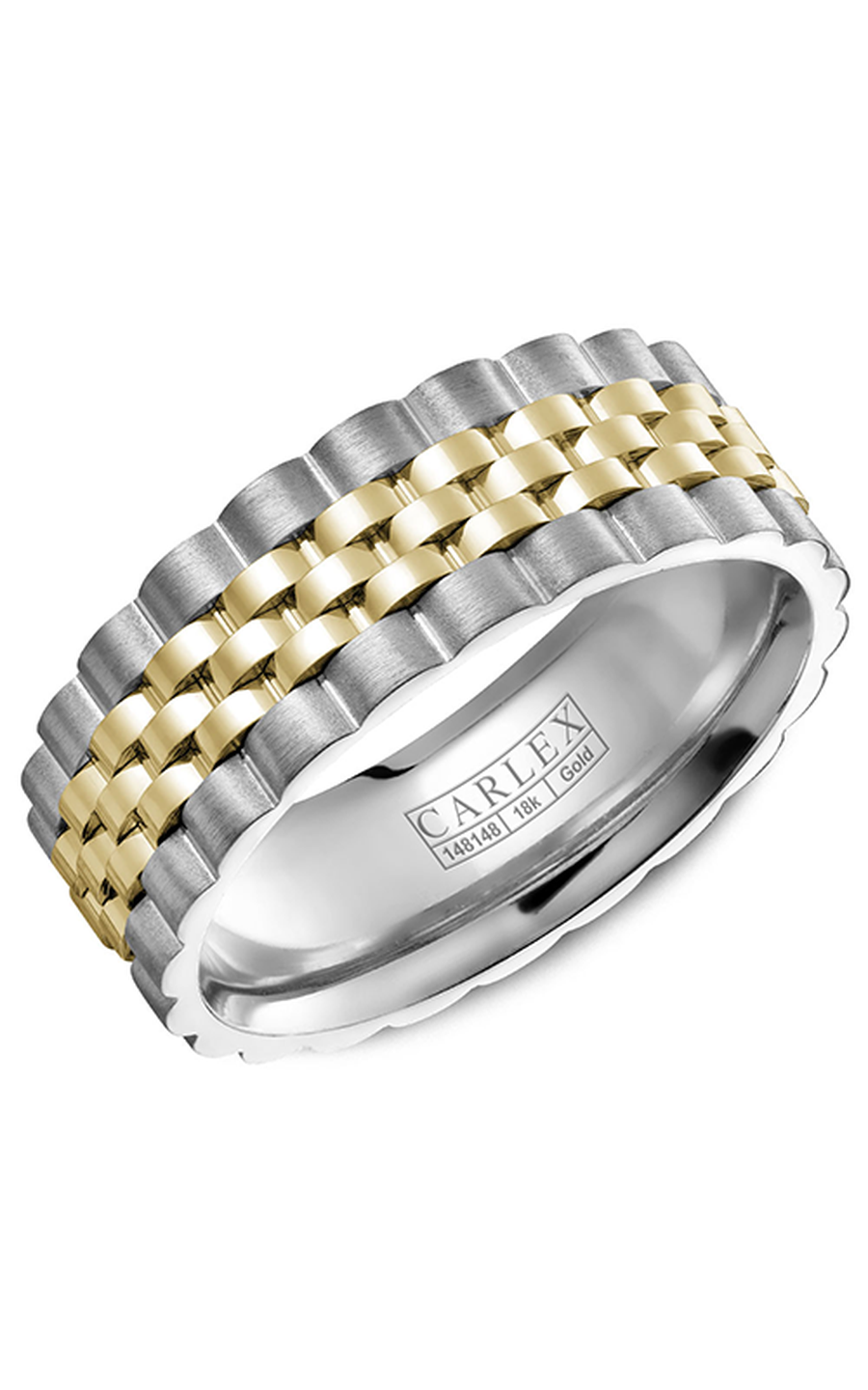 18K White Gold and 18K Yellow Gold Gents Wedding Band