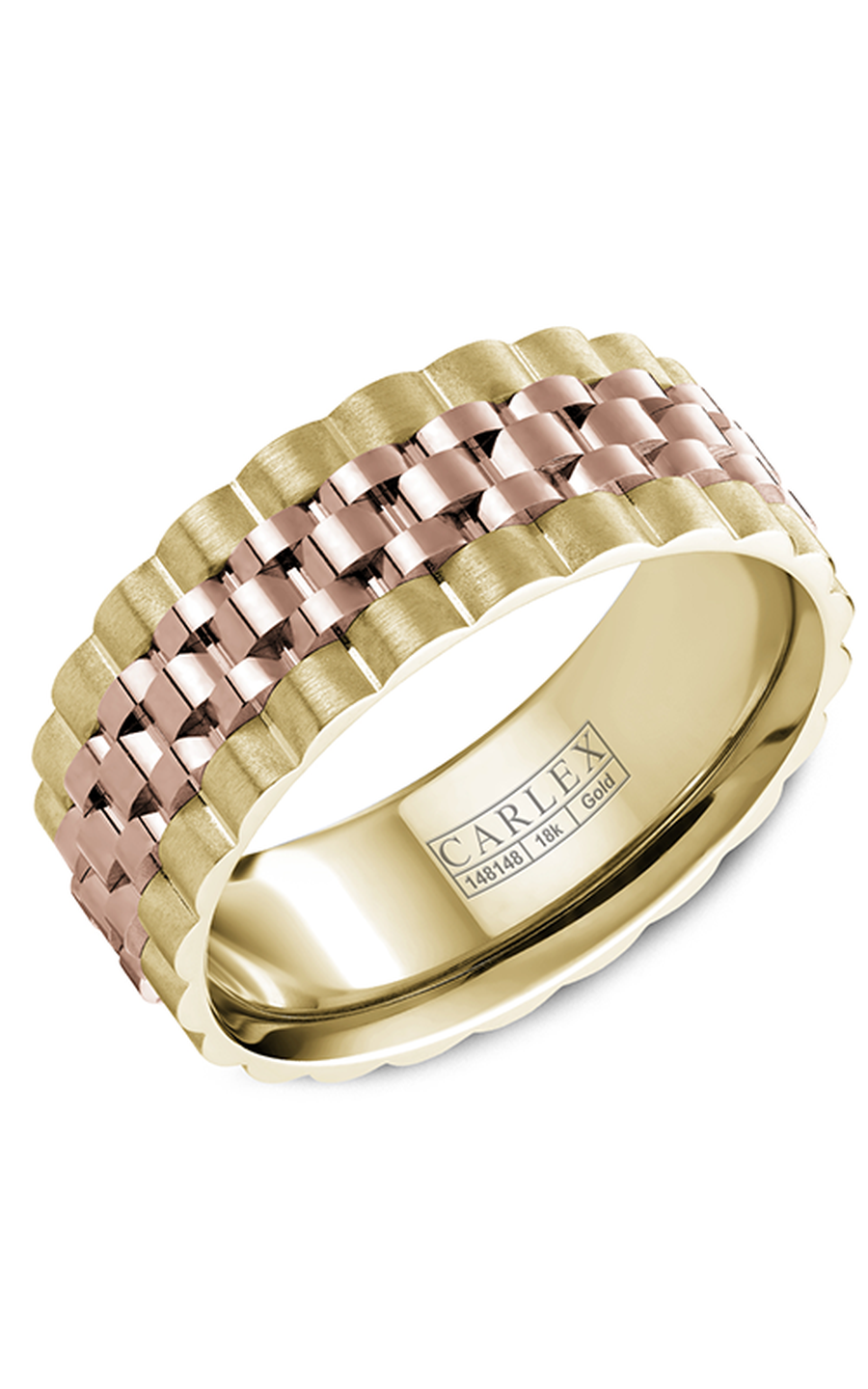 14K Rose Gold and 14K Yellow Gold Gents Wedding Band