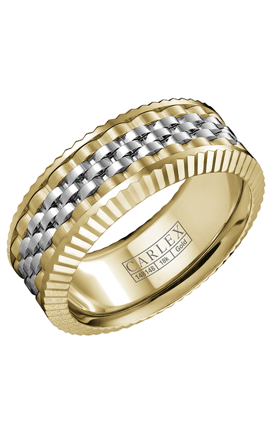 18K White Gold and 18K Yellow Gold Gents Wedding Band