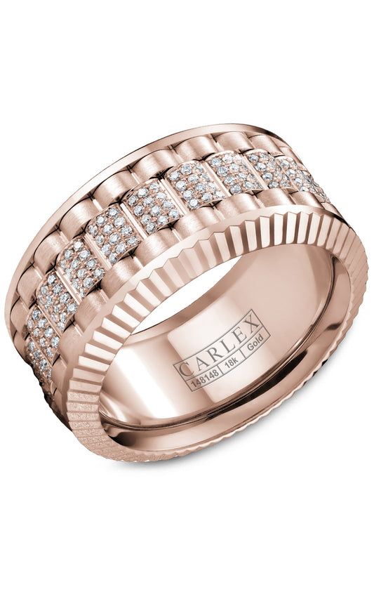 18K White Gold Gents Round Diamond Wedding Band