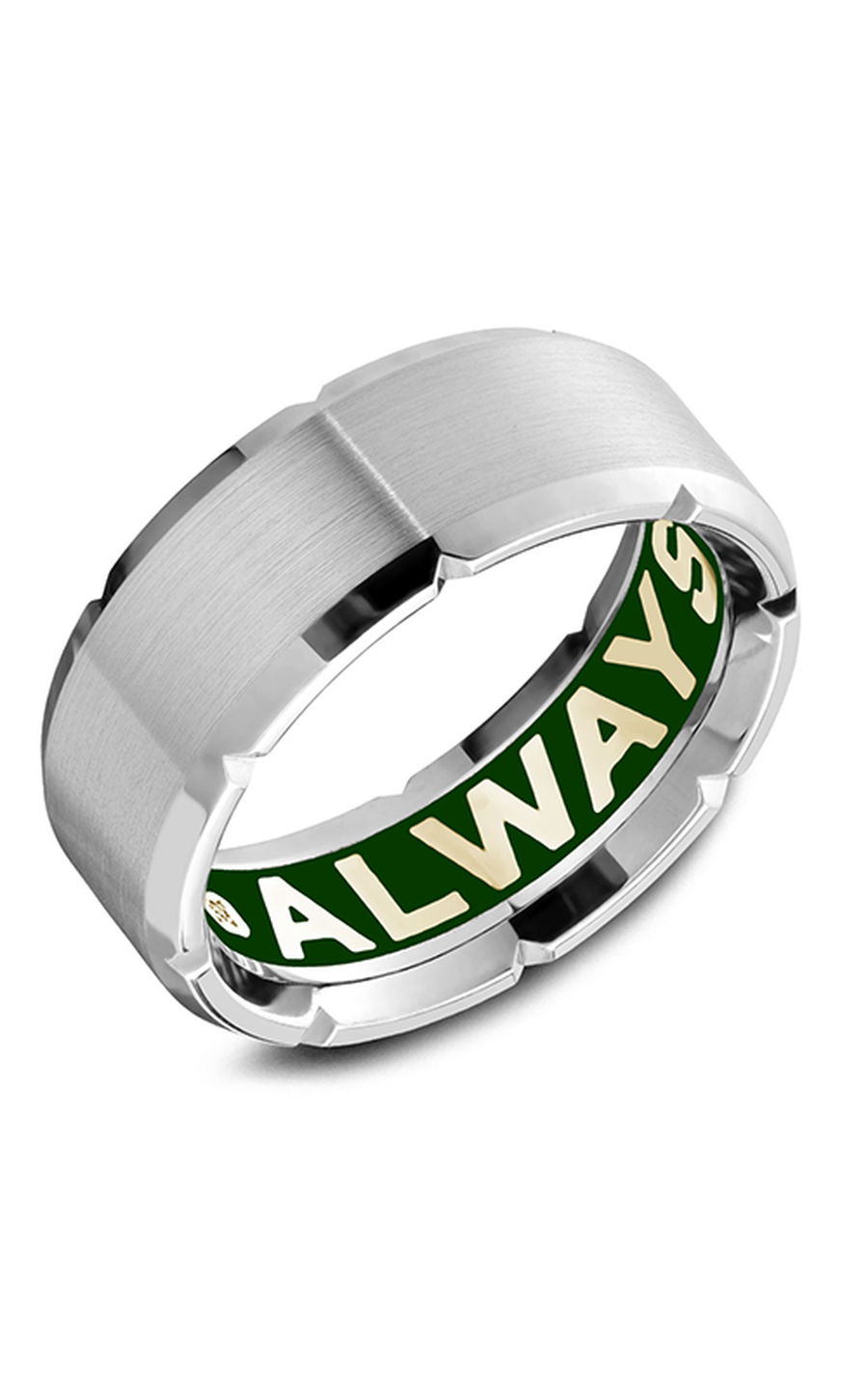 18K White Gold Gents Round Wedding Band