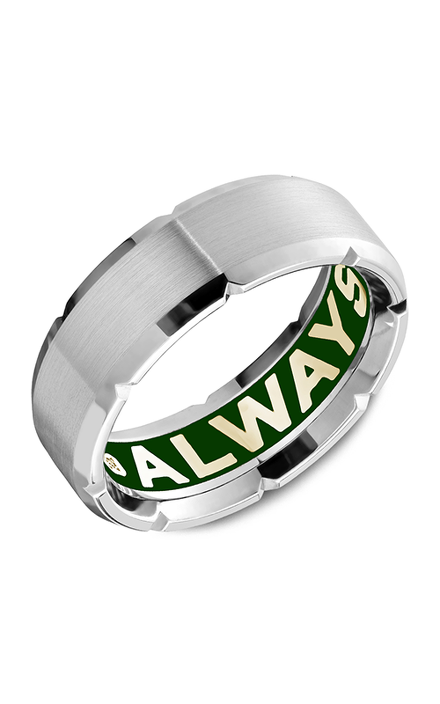 18K White Gold Gents Round Wedding Band