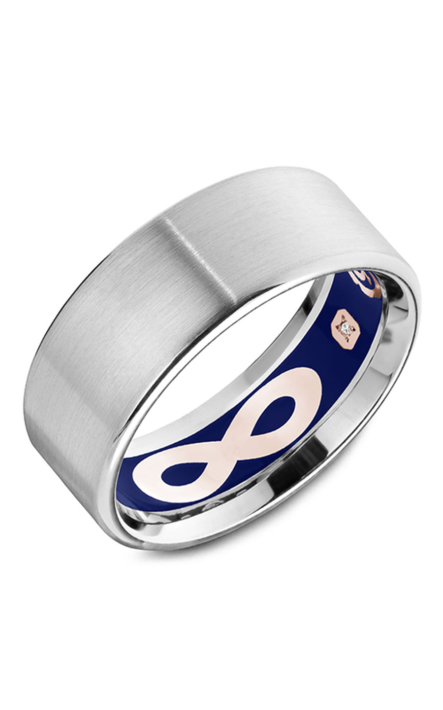 18K White Gold Gents Round Wedding Band
