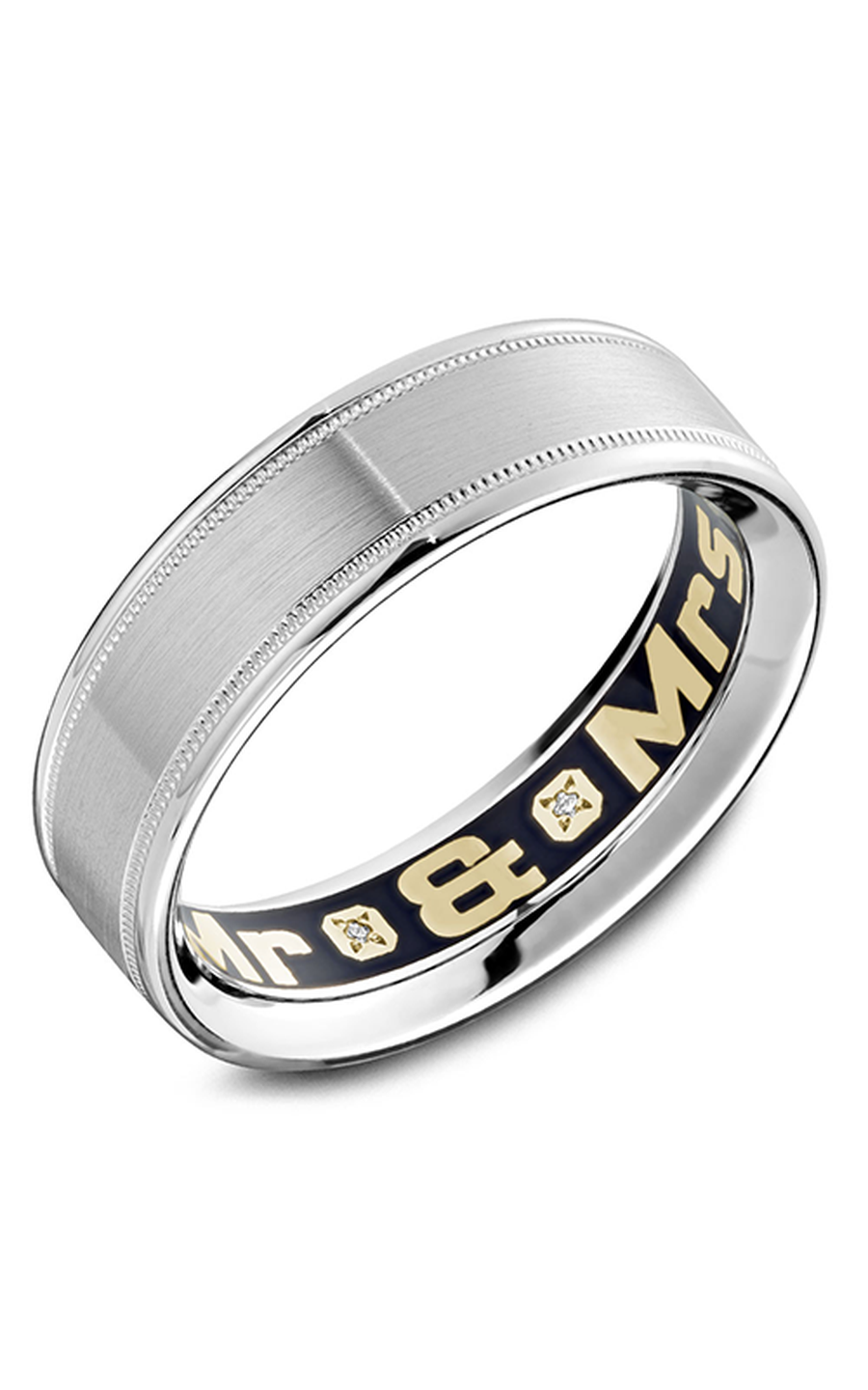 14K White Gold Gents Round Wedding Band