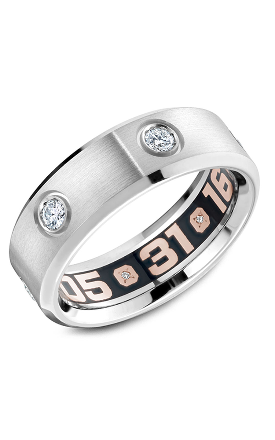 14K White Gold Gents Round Wedding Band