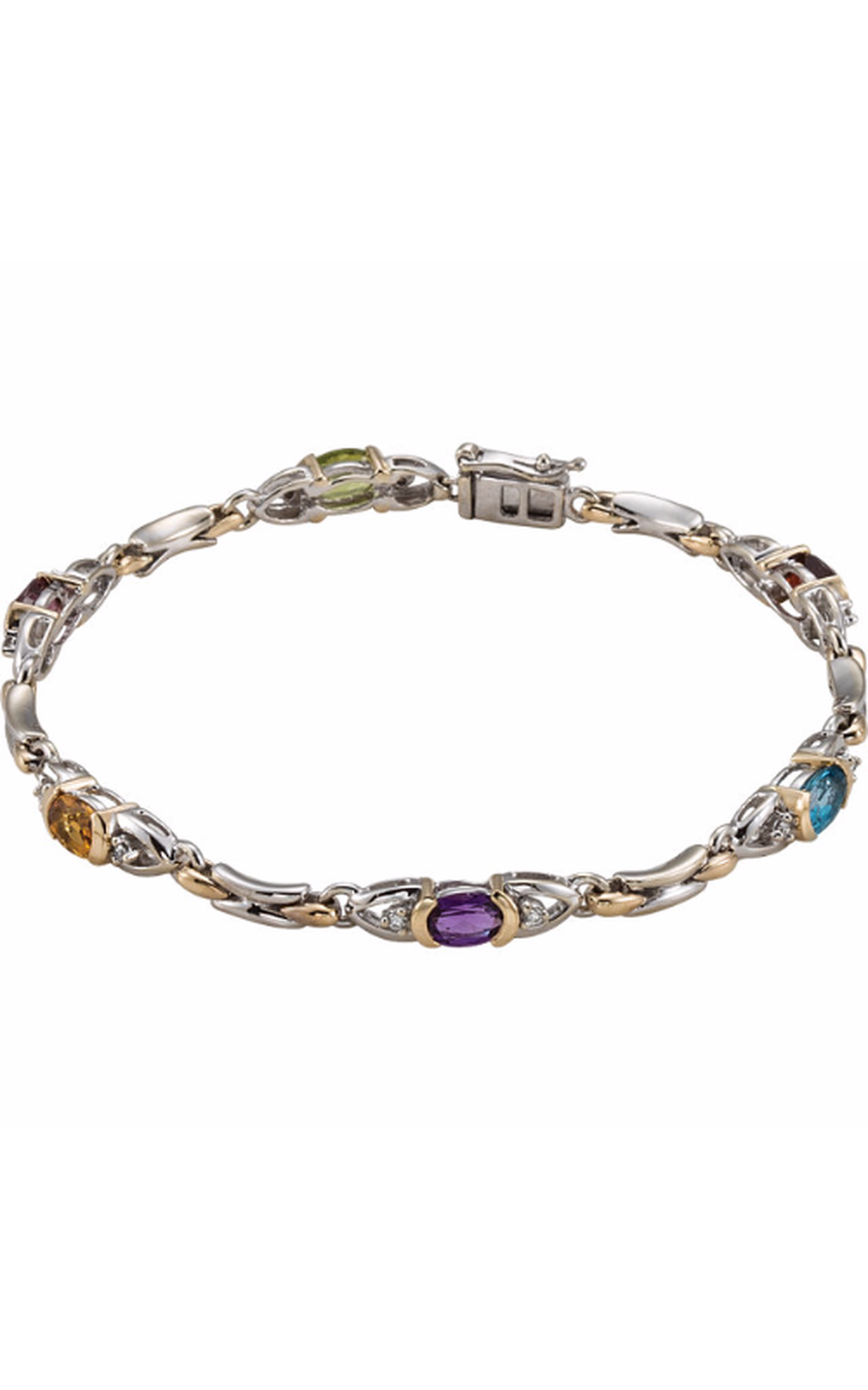 14K White Gold and 14K Yellow Gold Gemstone Bracelet