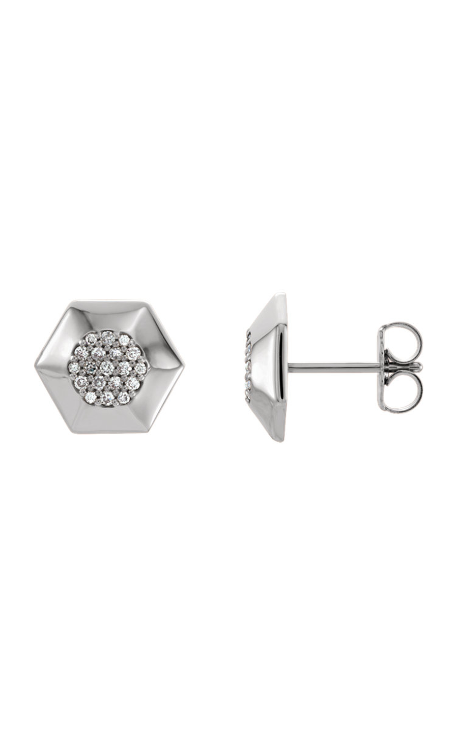 14K White Gold Diamond and Stud Earring