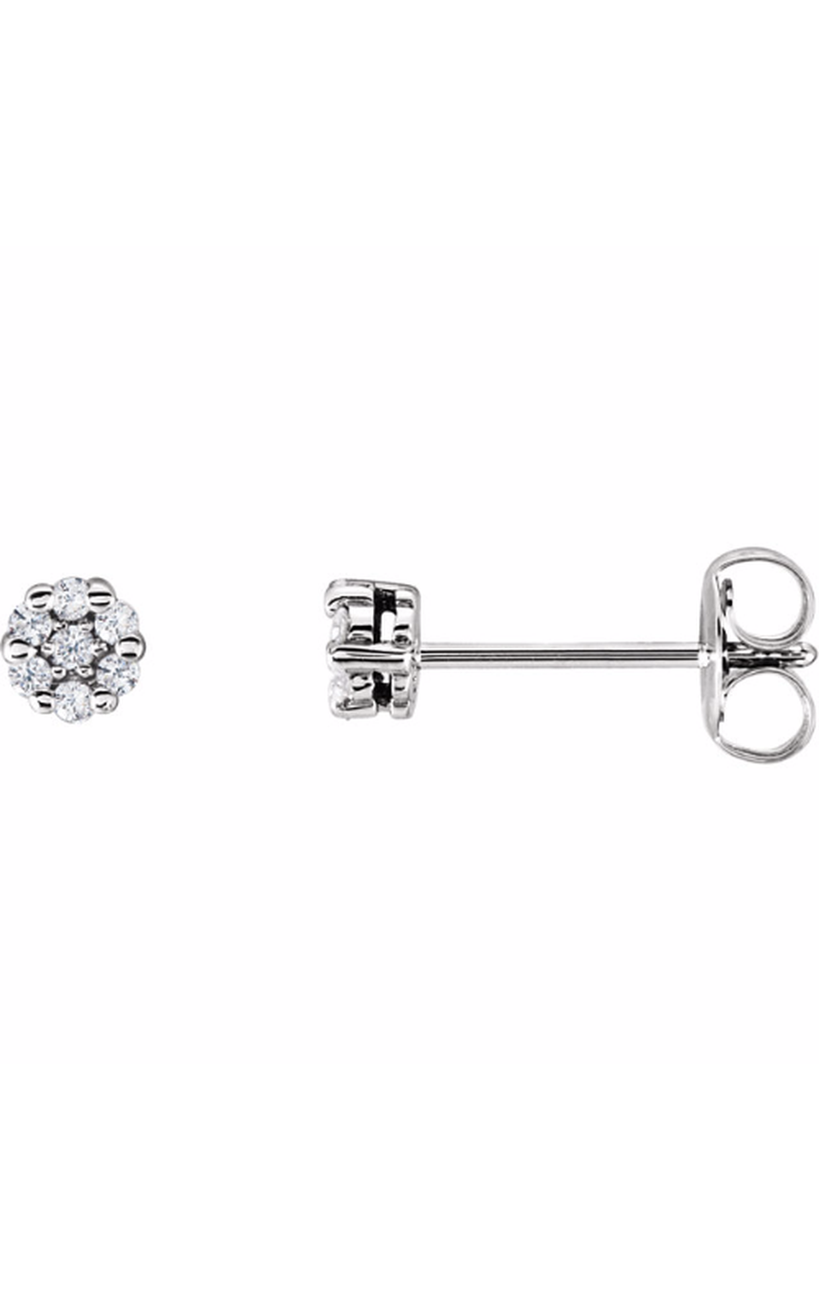 14K White Gold Diamond and Stud Earring