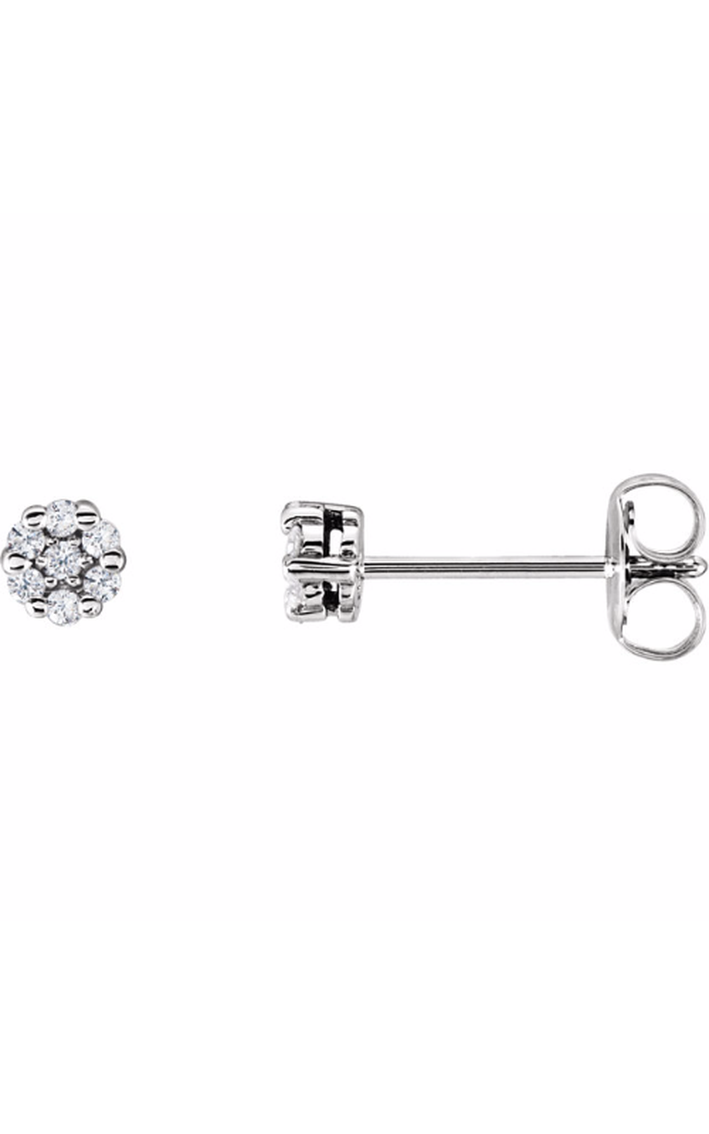 14K White Gold Diamond Earring