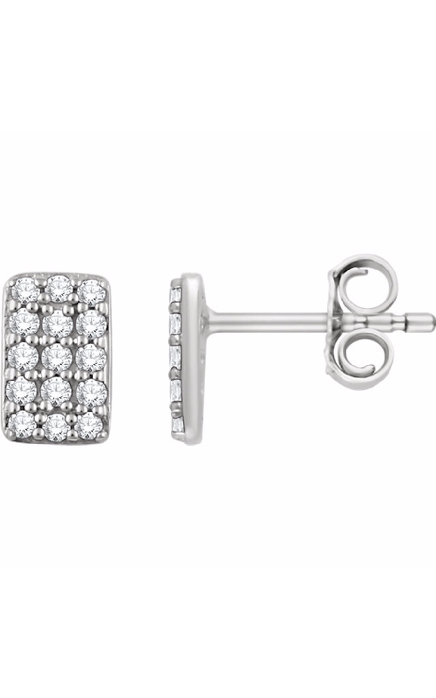 14K White Gold Diamond and Stud Earring