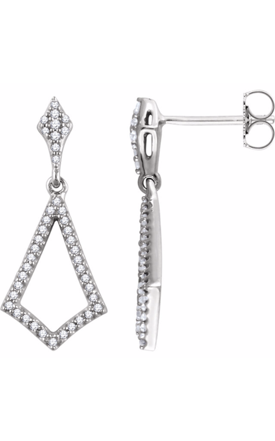 14K White Gold Diamond and Drop Earring