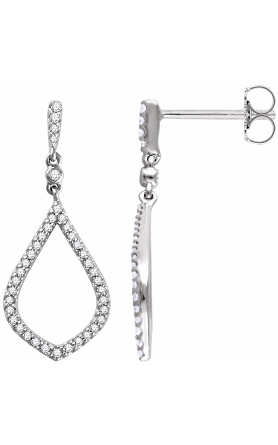 14K White Gold Diamond and Drop Earring