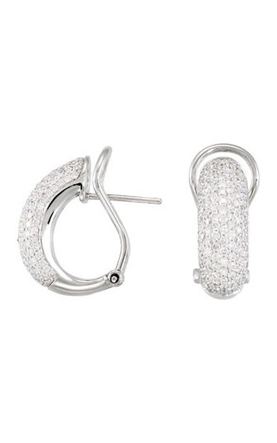 14K White Gold Diamond and Huggies Earring