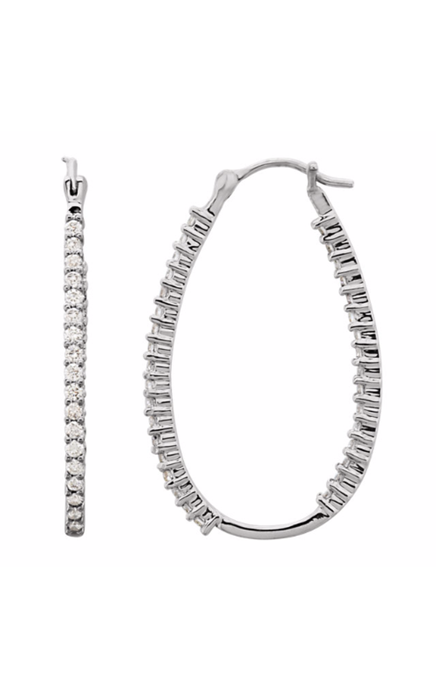 Platinum 1 CTW Natural Diamond Inside-Outside Hoop Earrings