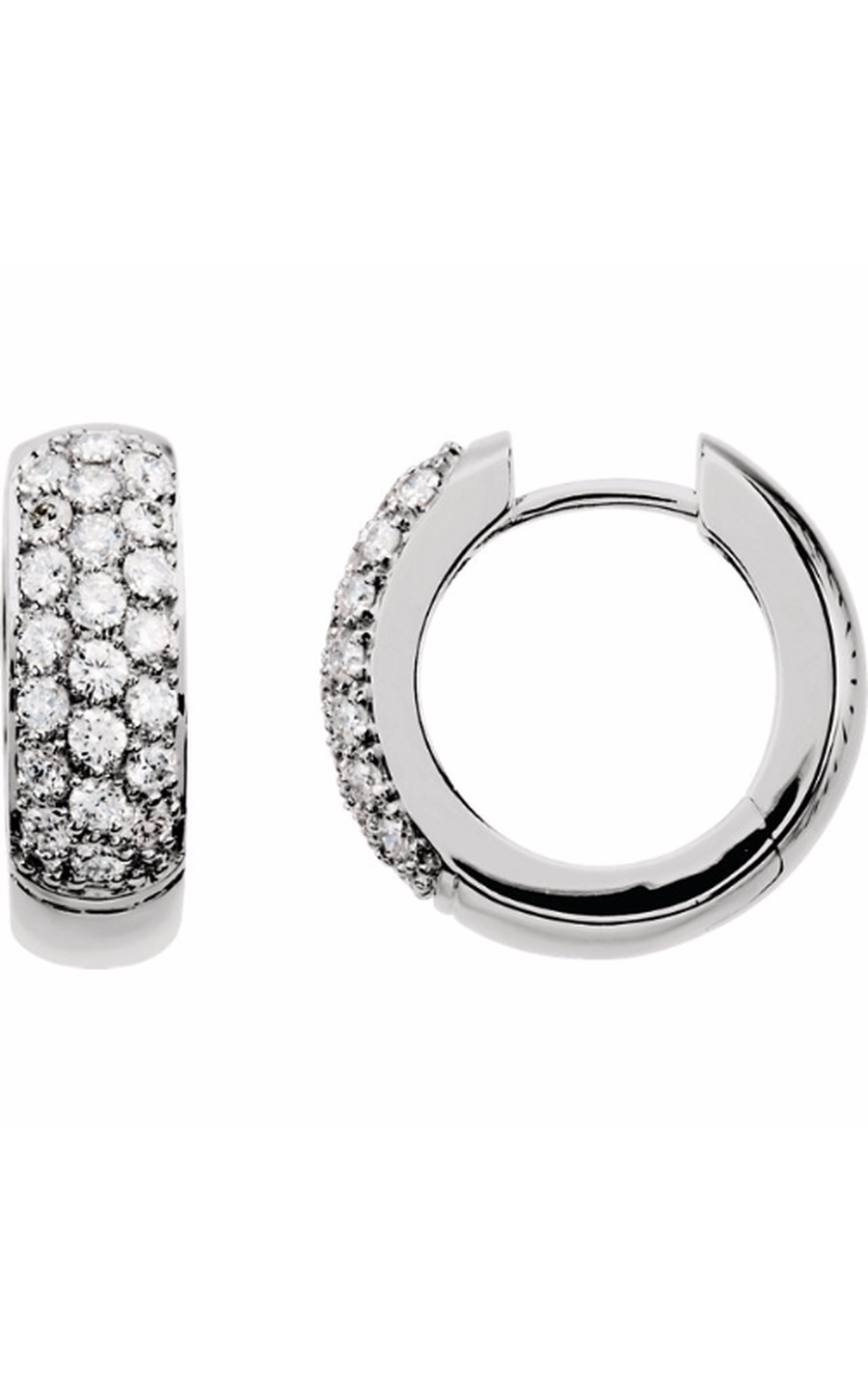 14K White 7/8 CTW Natural Diamond Hoop Earrings