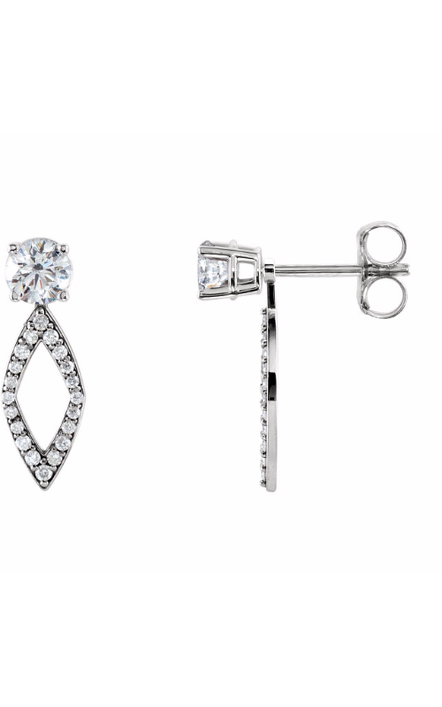 14K White Gold Diamond, Earring Component, and Stud Earring