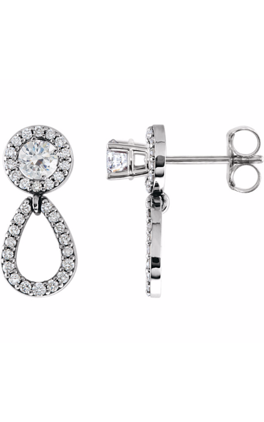 14K White Gold Diamond, Earring Component, and Drop Earring