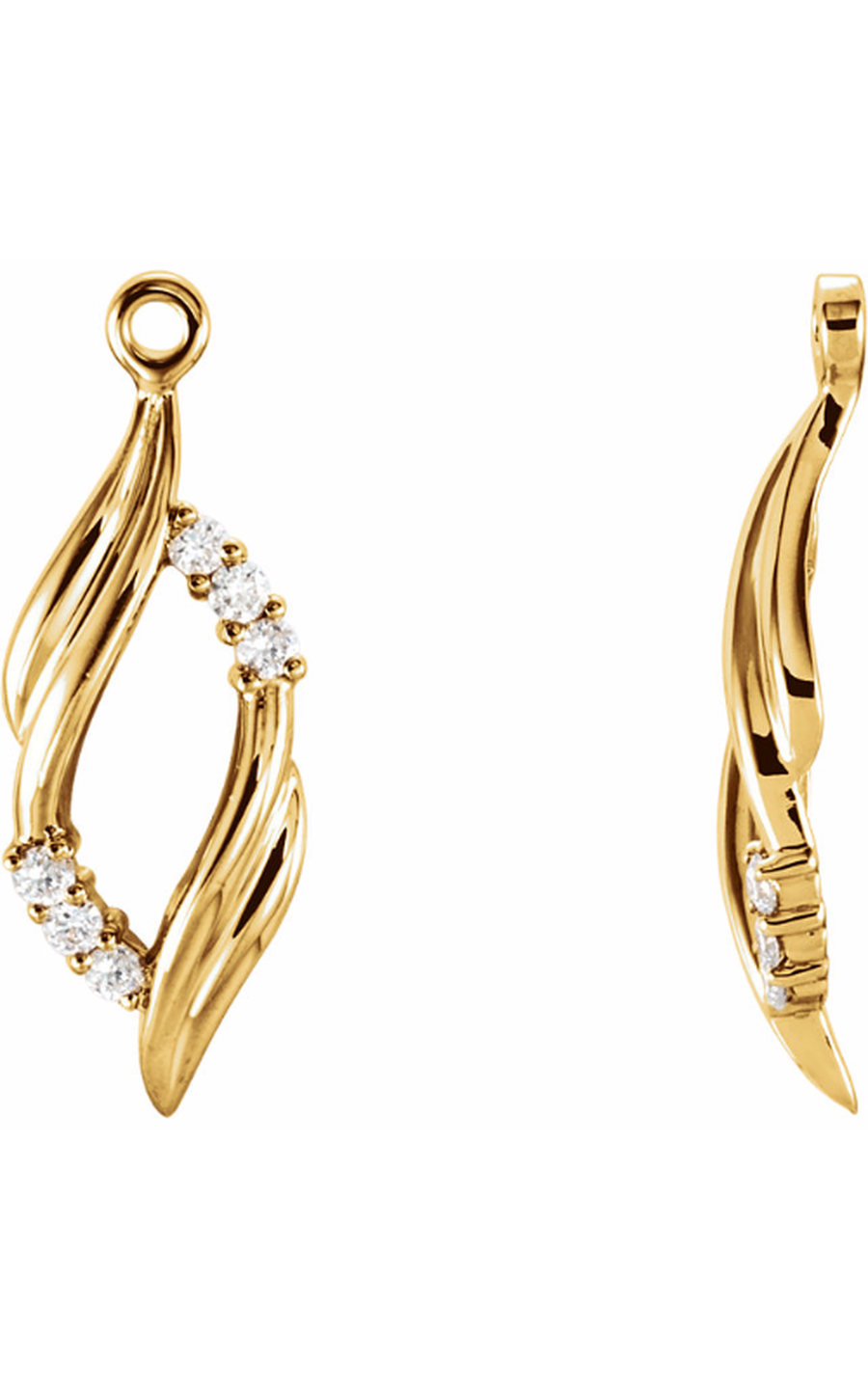 14K Yellow Gold Diamond, Earring Component, and Drop Earring